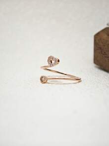 1pc Minimalist Hollow Heart Design Open Ring, Suitable For Daily Wear, Dates And Gifts - Rose Gold - View 3
