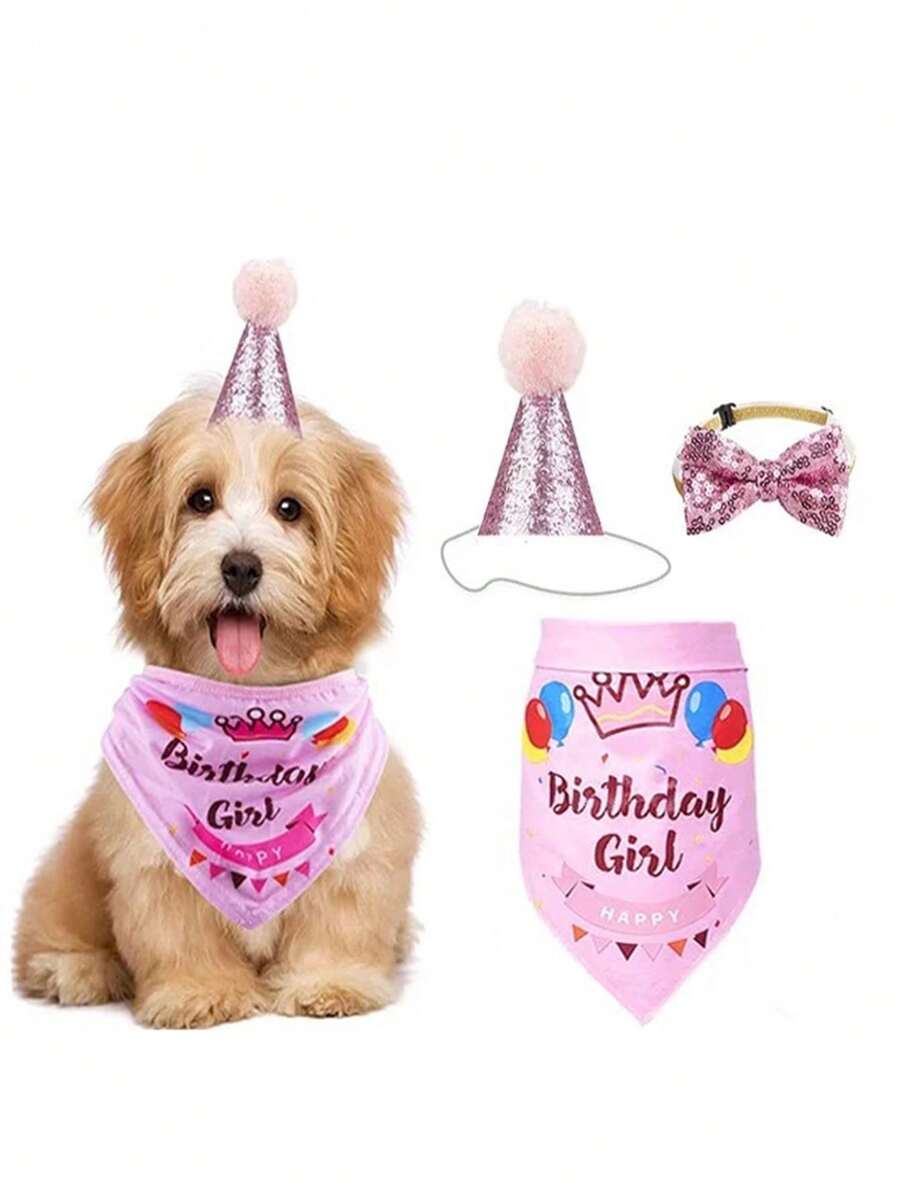 3pcs Pet Dog Birthday Hat, Dog Birthday Decorations, Dog Birthday Headband, Dog Birthday Party Supplies, Birthday Dog Costume Suitable For Small, Medium And Large Dogs And Cats, Dog Party Decorations - Multicolor - View 1