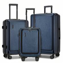 Valise ABS+PC avec serrure TSA et roues pivotantes à 360° – format cabine 20 pouces et valises 12/24/28 pouces, ensemble de 2/3/4 pièces pour voyages, vacances et déplacements professionnels – valise trolley rigide avec compartiment pour ordinateur portable - Bleu marine - Voir 17