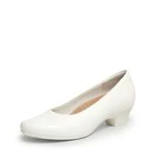 Women's Chunky Block Heel Pumps, Closed Toe Slip-On Dress Shoes – Comfortable Low Heels For Work, Wedding & Casual - 白色 - 查看 5