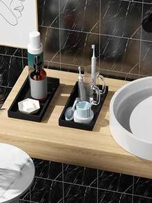 小型硅胶浴室梳妆台托盘，长方形，可放置肥皂和海绵，厨房水槽收纳架，适用于放置洗洁精、乳液瓶、香水、珠宝、蜡烛、钥匙扣等。 - 彩色 - 查看 6