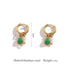 Minimalist Unique European Style 304 Stainless Steel Faux Pearl Leaf Drop Clip-On Earrings, Fashion New 18K Gold Plated Natural Stone Stainless Steel Jewelry Earrings For Women - Multicolor 2 - View 10