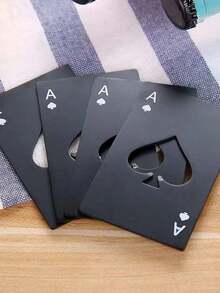 1pc Stainless Steel Spade A Poker Card Bottle Opener, Soda Bottle Cap Opener - Black and White - View 6