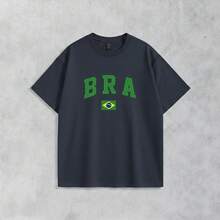 Men's Basic T-Shirt Brazil Hexa 100% Cotton Crew Neck Unisex - Navy Blue - View 8