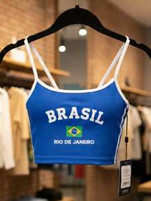 Cropped Top Brazil Women's – Virginia Inspiration | Premium Ribbed Knit - Cờ Xanh - Xem 3
