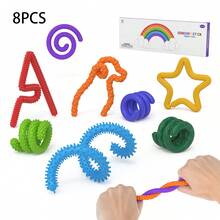 8pcs Sensory Sticks Fidget Toys,Bendable Textured Flexible Fidget Stick,Party Favors For Kids Adult,Anxiety Relief Fidgets For Classroom Student,Classroom Reward Scheme,Goodies Bag Fillers, Holiday Gifts,Assorted Varieties - Multicolor - View 6