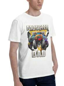 Monster Truck Are My Jam Monster Truck Men's Casual Short-Sleeve T-Shirt - Regular Fit, Cotton, Micro-Stretch Knit For Daily Wear - White - View 2