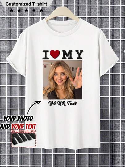 Áo thun nam tay ngắn cổ tròn cơ bản, có thể tùy chỉnh - Thiết kế cá nhân hóa, phù hợp cho các dịp thường ngày và hoạt động thể thao, áo thun theo yêu cầu. Nhập văn bản, tên, khẩu hiệu, đoạn văn thú vị, lời chúc, tải ảnh của riêng bạn (ảnh người yêu/ảnh bạn trai/ảnh bạn gái, ảnh thú cưng, ảnh nhóm).