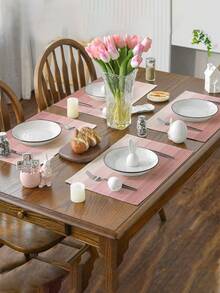 4pcs/6pcs Ombre Tablecloth, Modern Living Room & Dining Table Decor Placemats, Washable, Kitchen Table Mats, Heat Resistant & Stain Proof, Suitable For Home Party, Camping Outdoor Dining Table Decor, Coffee Table, Spring & Summer Home Decor - Baby Pink - View 7