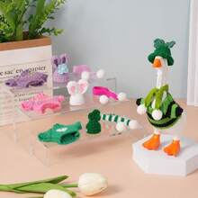 7 Inch Desk Goose Figurine Outfits Adorable Mini Goose Costume With Sweater Hats Scarves For Parties Home Decor - Light Green - View 2