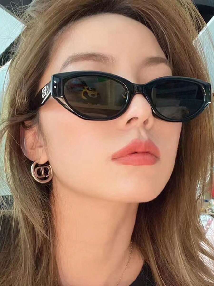 女士复古猫眼太阳镜 - 黑色 - 查看 1