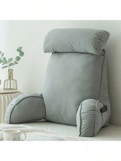 Reading Pillow For Bed, Lumbar Support Cushion, Cuddle Cushion, Bed Chair Pillow With Arms, Sofa Waist Pillow, With Round Pillow, Perfect For Sitting, Reading, Or Gaming, 75*40*50cm