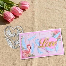 Bộ khuôn cắt hình trái tim và lông vũ sáng tạo, dùng để tự làm album ảnh lưu niệm và khuôn dập nổi, dụng cụ làm thiệp chúc mừng, đồ thủ công cắt giấy, khuôn cắt mẫu làm thiệp quà tặng. - bạc - Xem 4