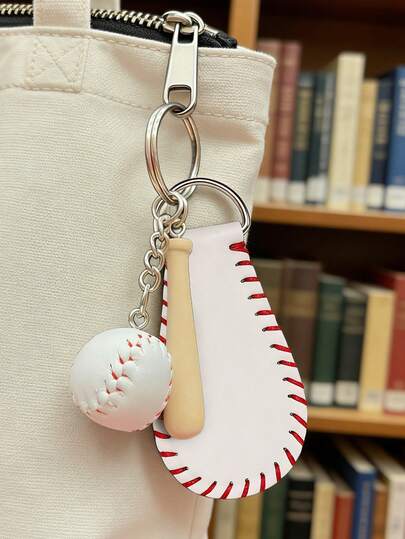 1pc Baseball & Baseball Bat Keychain Charm,Softball Pendant Accessories,Mini Bat,Sporty Keychain Pendant,Baseball Souvenirs, Unique Backpack Keychain, Baseball Gift, Casual Keychain Accessories,For Bags Or Phones,Ideal For Souvenirs For Players, Baseball Clubs And Fans,Unique Souvenirs, Birthday Gifts, Event Gifts, Party Favors, Prizes