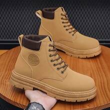 New Spring Autumn Men's High Top Work Boots, British Style Ankle Boots, Korean Fashion All-Match Thick Boots, Plus Size Women's Shoes - Màu vàng - Xem 3
