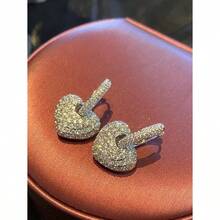 Rhinestone Heart Drop Earrings Valentines,Mom,Mother,Mother's Day,Gift - Silver - View 2