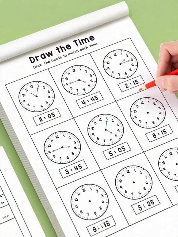 32-Page Time Cognition Workbook: Analog And Digital Time Skills Development Manual - Daily Time Matching, Coloring Activities And Clock Reading Exercises, Suitable For Home, Learning Spaces And Independent Practice (Gradual Time Mastery Resource)