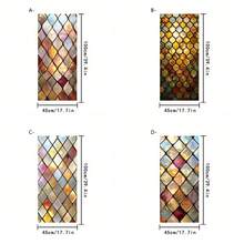 1/4pcs Colorful Geometric Rhombus Pattern Frosted Glass Film, Reusable PVC Static Cling Privacy Window Film, Suitable For Kitchen, Bedroom, Bathroom, Living Room And Home Decor - Frosted Glass Sticker - View 6