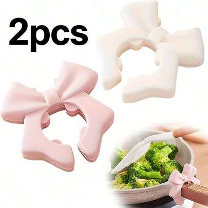 قطعة واحدة/قطعتان حامل ملاعق وكشاطات سيليكون مقاوم للحرارة وغير انزلاقي بتصميم نصف عقدة الفراشة - رف تخزين مطبخي موفر للمساحة لتنظيم أدوات المطبخ على سطح العمل، متوافق مع الملاعق والكشاطات