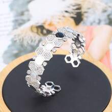 falinne 1pc S925 Sterling Silver Hexagon Honeycomb Bangle, Adjustable Open Style, Elegant Women's Jewelry Gift For Wedding, Engagement, Girlfriend's Birthday - Honeycomb Bracelet - View 13