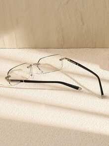 1pc Metallic Frameless Square Chameleon Glasses For Men - Silver - View 3