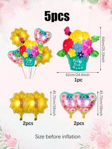 5件套西班牙语母亲节快乐气球套装，包含母亲节围裙、玫瑰钻石、花床、心形花朵铝箔气球，适合母亲节装饰、室内/室外装饰、拍照道具、送给妈妈的礼物、最佳妈妈、妈妈生日派对用品 - 彩色 - 查看 12