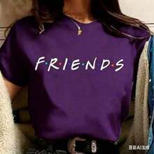 Refreshing SummerFashion Friends TV Show Funny Cartoon T Shirt Women Graphic Best Friends Harajuku T-Shirt Korean Style Tshirt Top Female 2026 - 紫色 - 查看 3