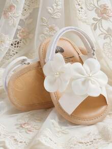 0-18个月婴儿白色凉鞋，男女宝宝夏季凉鞋，高品质中性幼儿户外沙滩鞋 - 白色 - 查看 7