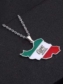 18K Gold Plated Stainless Steel Map Pendant Necklace, Fashion Versatile Jewelry Suitable For Women - Multicolor - View 2