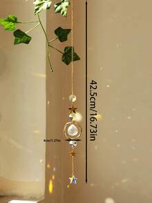 1件金色月亮星星水晶阳光捕捉器，彩虹棱镜窗饰，波西米亚风星空光捕捉器，适合瑜伽和冥想爱好者的礼物，适用于花园和卧室 - 彩色 - 查看 15