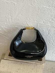 Nueva bolsa de moda para debajo del brazo, bolso de hombro en estilo creciente casual coreano, bolso cruzado minimalista para ir y venir - Negro - Ver 1