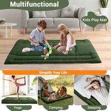 Colchón de suelo japonés plegable - Tatami portátil y ligero - Perfecto para dormitorio, camping, viajes, RV y apartamento - Ideal para niños y huéspedes, TWIN (99x203cm) USA - Verde militar TWIN (99*203cm) EE. UU. - Ver 8