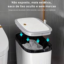 Haosin 8L (2.11 Gal) Slim Trash Can With Pressure Lid - Airtight, Odor-Resistant, Space-Saving For Bathroom/Bedroom (6x13x24cm) Narrow Slotted Wastebasket Garbage Bin Perfect Organization Gift For Christmas - 米黃色 - 查看 3