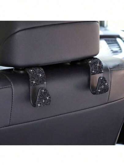 Sparkling Rhinestone Car Seat Headrest Hooks, Durable Rear Seat Storage Hooks For Hanging Wallets, Handbags, Coats, Shopping Bags - Storage Accessories, Multi-Functional Auxiliary Hooks, Universal Home Hooks, Suitable For SUVs, Trucks, Cars, And General Automotive Interior Accessories.