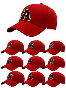 1pc Unisex A-Z Letter Pattern Baseball Cap, Casual Versatile Breathable Sun-Proof Hat, Suitable For Daily Wear, Fashion Versatile, Can Be Used As Vacation Sun Hat - Red - View 8
