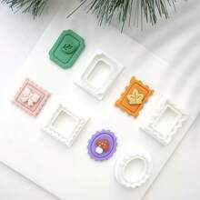 1pc Soft Clay Basic 3D Geometric Shape Square, Circle, Curved Frame Mold For Earrings, Necklaces, DIY Crafts - White - View 6