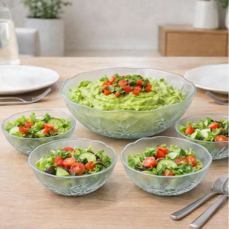 Rose Glass Bowl Set - 7 Pieces - 無色 - 查看 1