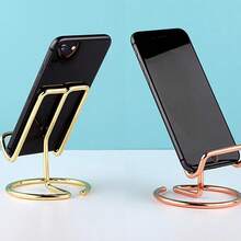 1pc Multifunctional Metal Phone Stand, Dual-Use Creative Business Card Holder & Desktop Phone Holder, Iron Alloy Phone Stand Suitable For Living Room, Bedroom, Desk, Study - Multicolor - View 2