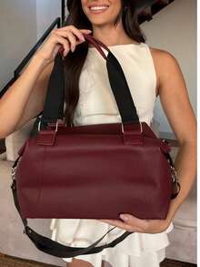 KS Karla Samenho cosmetics and accessories KS Berlin Women's Shoulder Tote Bag With Large Crossbody Strap - 酒紅色 - 查看 2