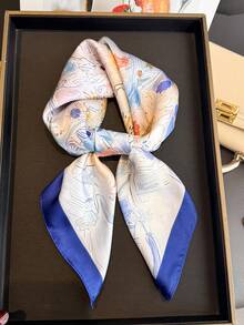 1条女士优雅复古印花轻薄缎面方巾，波西米亚风休闲女士围巾/披肩，轻薄舒适，适合春夏日常佩戴和外出。 - 彩色 - 查看 5