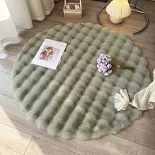 1 covor rotund de pluș gri-verde, moale și pufos, culoare solidă minimalistă, confortabil și ușor de curățat, covoraș pentru animale de companie. Decor de atmosferă, esențial pentru sărbători. Covor decorativ de interior cu blană, cald și drăguț, pentru dormitor, sufragerie, dressing, toaletă. Covoraș de podea din catifea crem, decor confortabil pentru casă. - Verde - Vizualizare 2