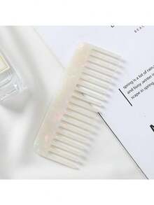 1pc Acetate Comb, Anti-Static Marble Pattern Hair Brush - Ivory - View 1