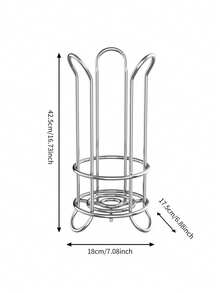 1pc Metal Upright Tissue Paper Holder, Bathroom Toilet Roll Dispenser - Vertical - View 4