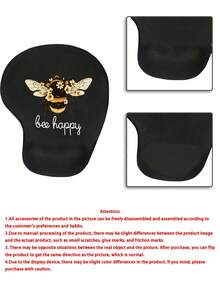 Ergonomic Wrist Support Square Mouse Pad, Cute Bee Pattern Design, Printed With The Letters "Bee Happy". Spring Atmosphere; High Quality Eva Material, Comfortable And Soft, Good Air Permeability, Durable Elastic, Durable Anti Slip Memory Foam Mouse Pad - Multicolor - View 10