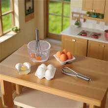 8pcs/Set Miniature Creative Kitchen Scene Accessories - Mini Egg Beater Egg Decorations - Realistic Food Model DIY Props - Egg - View 2
