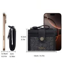 Baellerry 女士多功能卡包，带隐藏式零钱包、拉链钱包、大容量多卡位身份证件收纳包、小巧迷你钱包 - 黑色 - 查看 11