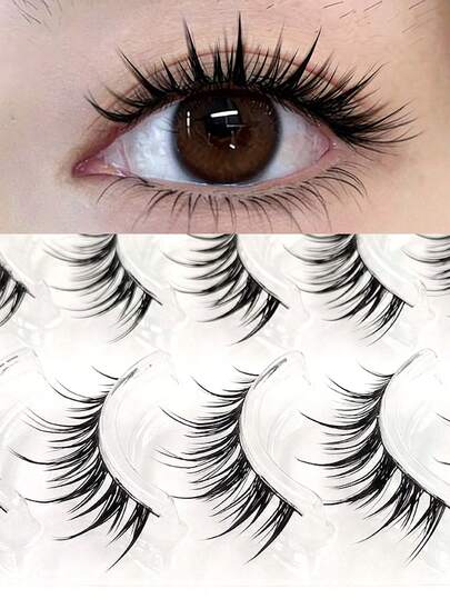 Asiteo 5 pares de pestañas postizas con estilo de dibujos animados y efecto hidratante, pestañas postizas puntiagudas con estilo de niña, pestañas postizas de tira completa, adecuadas para principiantes, uso diario, amigables para principiantes, reutilizables, extensiones de pestañas, pestañas postizas, pestañas, pestañas falsas, regalo para mujeres, niñas, suministros para fiestas, regalos de boda, para maquillaje diario y trabajo de mujeres