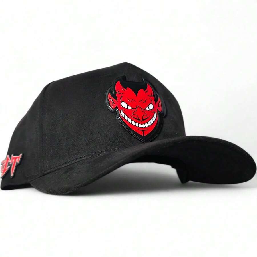 gorra makabelico diablo gamuza piggold placa Casual Bohemio Fiesta Encantador Calle Bordado - Negro con negro - Ver 1