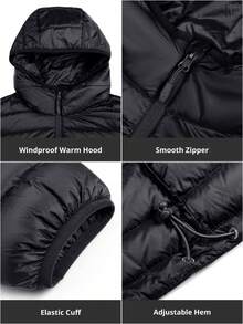 CAMEL CROWN Women's Packable Down Jacket, Ultra-Light Warm Waterproof Coat - Black - View 4