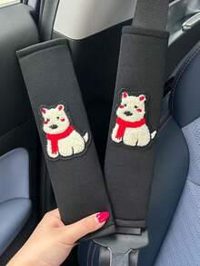 2个狗狗造型安全带套，可爱狗狗肩垫汽车安全带配件 - 護肩 - 查看 3